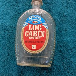 Old 1976 Bicentennial Flask Log Cabin Syrup Clear Patriot Bottle