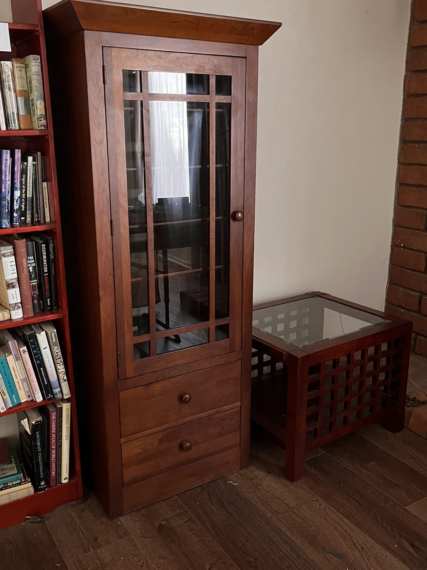 Mission Style End Table And Cabinet Great