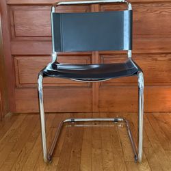 Room & Board Modern Chrome and Black Leather Chairs