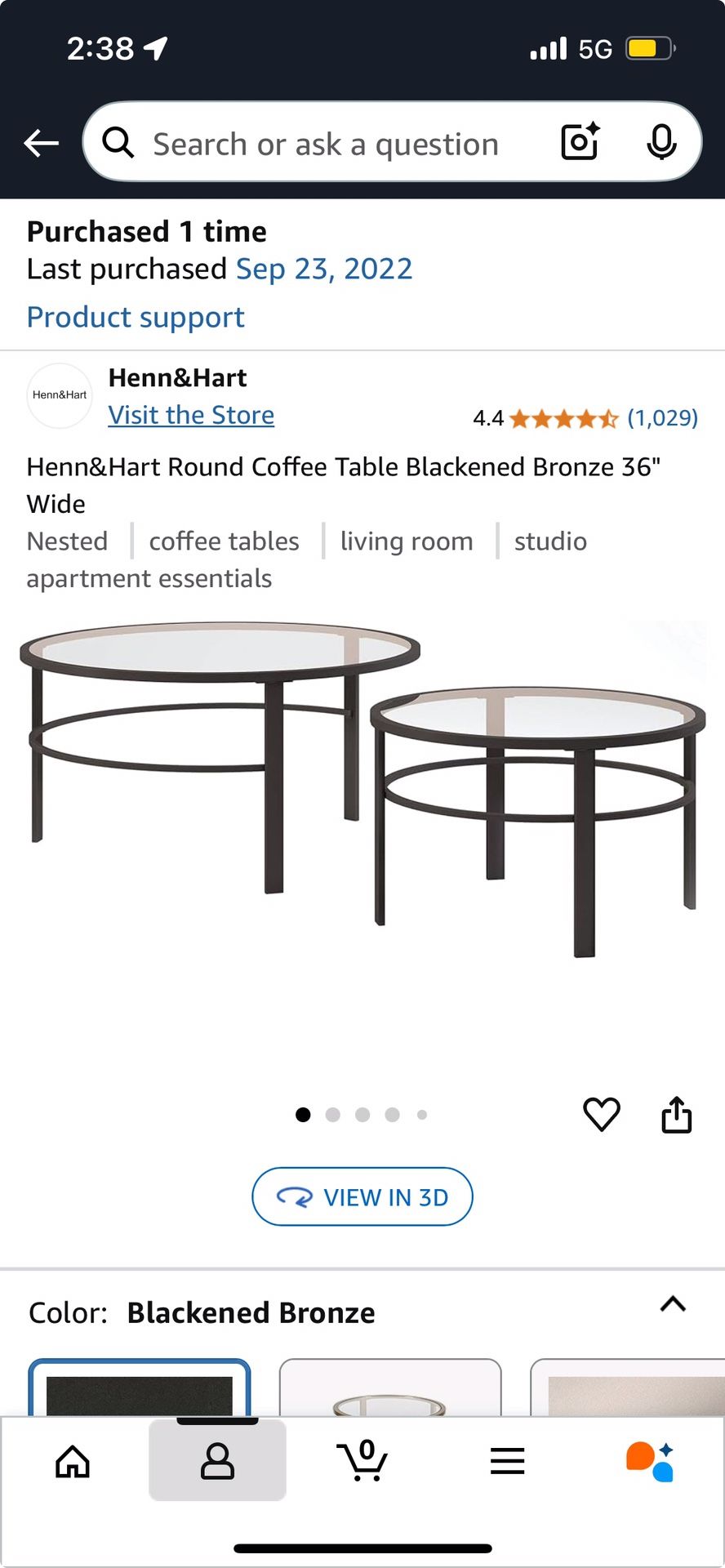 Henn&Hart Round Coffee Table