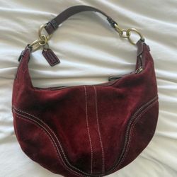 Coach Burgundy Suede Shoulder bag