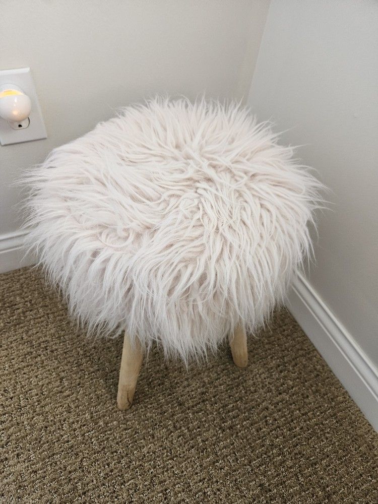 Small Faux Fur Covered Stool