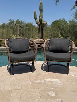 Wicker Steel Framed C-Spring Chairs **LIKE NEW**