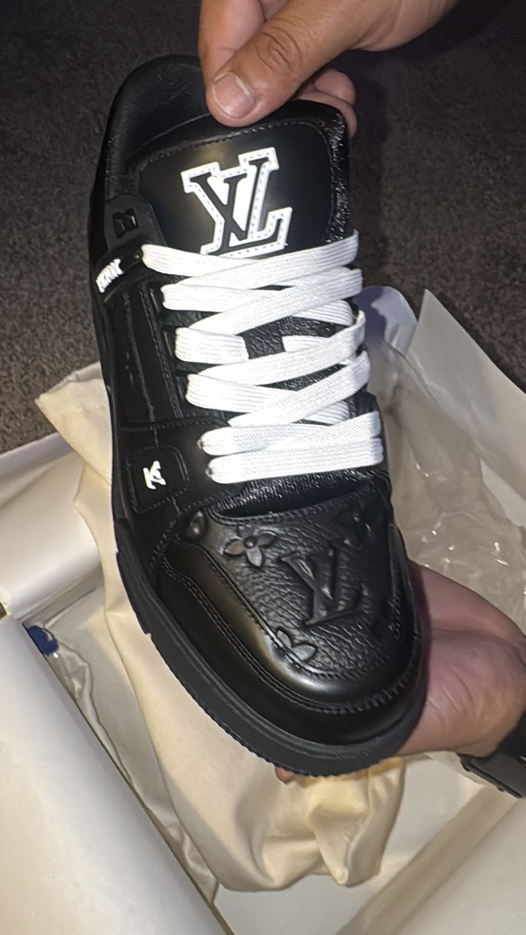 Louis Vuitton trainer embossed monogram black