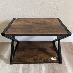 Industrial 2-Tier Small Table - Wood & Metal