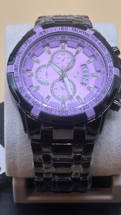 Brandnew Aj 40mm Puple face with black stainless steel wristband
