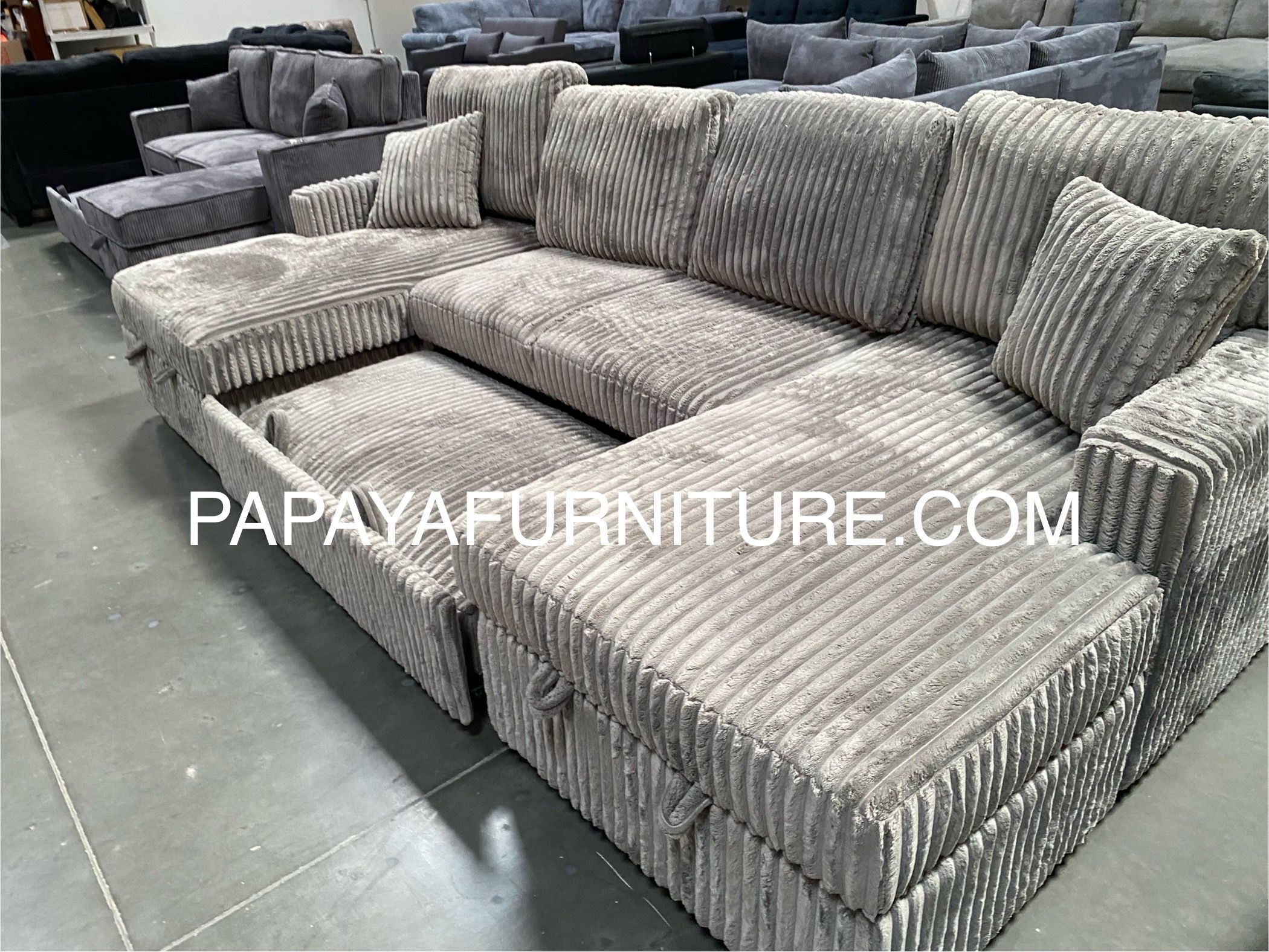 New in box. 120” Large sectional, Sectional sofa With Pull-out Bed, Sofabed, Sofa Bed, Sectional Couch, Corduroy Sectional,Plush Sectional Large Couch