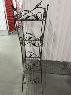 Metal Gray Plant Stand Shelves 