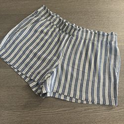 Loft Outlet Women’s Shorts Size L Striped Blu White pockets