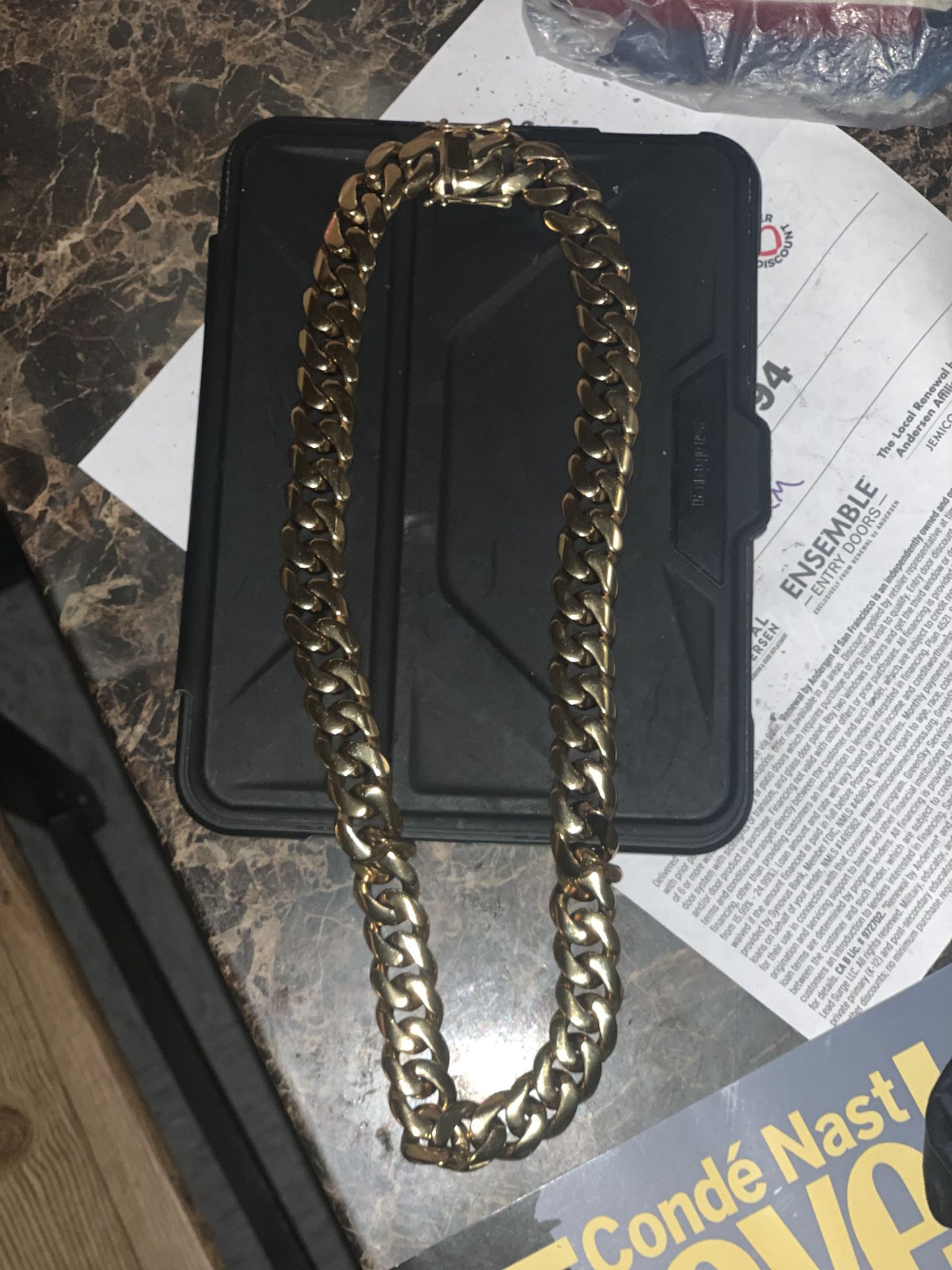 18MM 18k Plated Gold Cuban Link Chain
