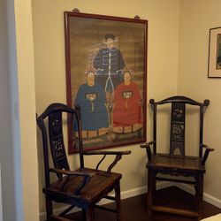 Antique Asian Chairs and Painting