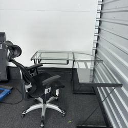 Ergonomic chair + Glass Desk 