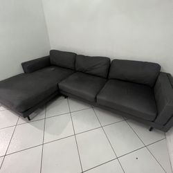 Beautiful  Dark Grey Gray Sofa Couch L Shape Sectional Recliner Living Room Set Modern Contemporary 