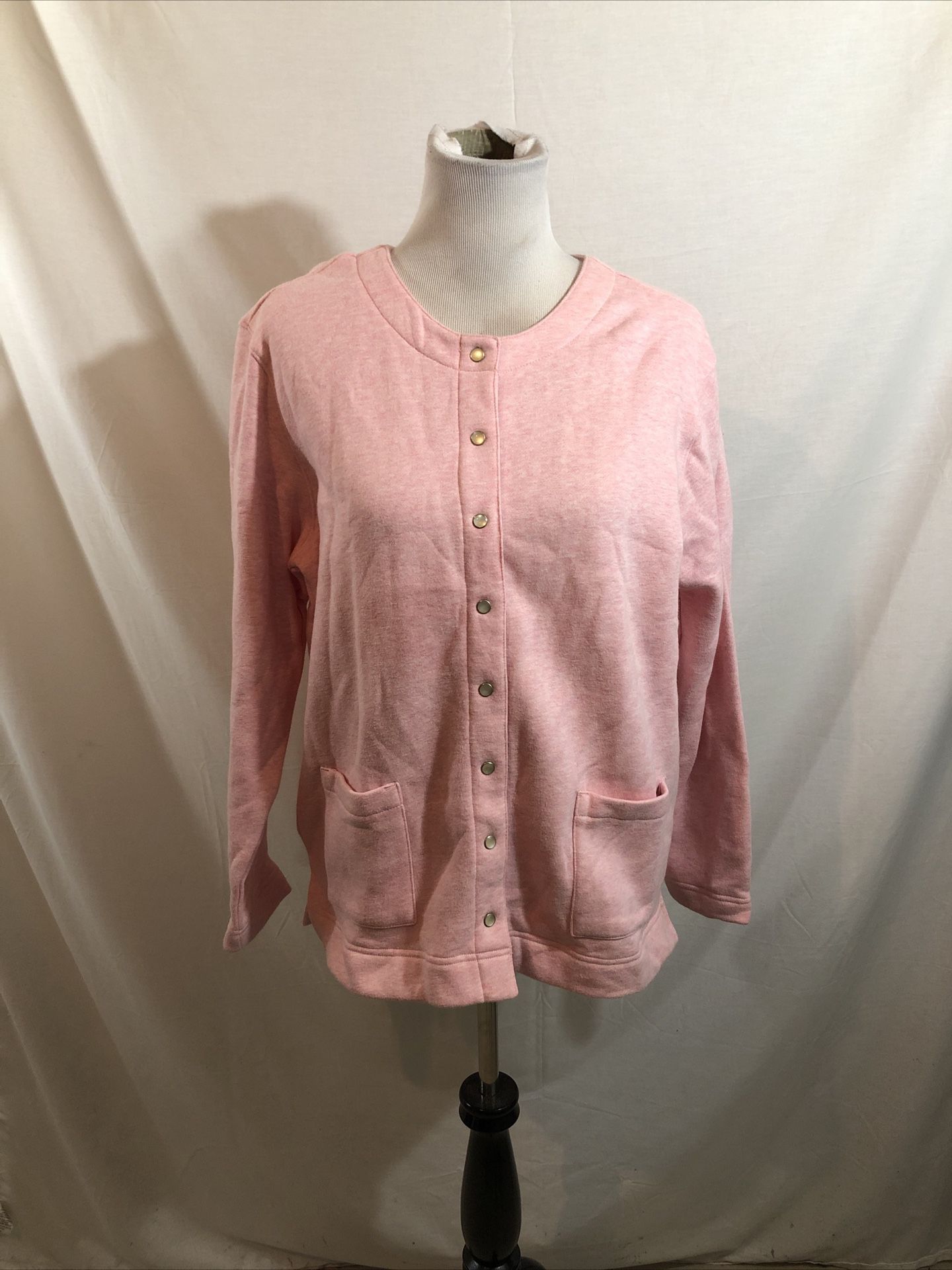 Classic Elements Pink Snap Front Jacket - Womens L, NWT, Bust 22.5”, Length 26”
