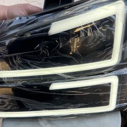 03-06 Chevy Silverado  Smoke Lens Black Clear Reflector LED Strip Headlights Parking Lights