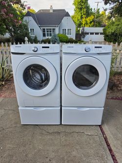 Samsung High Efficiency Washer and Electric Dryer Set with Pedestals