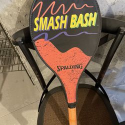 Vintage Spalding Smash Bash Tennis Racket with Cover, Grip Size 4