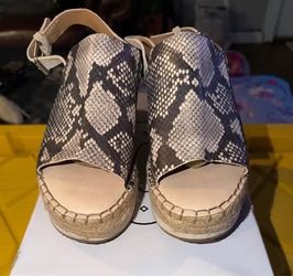 Dolce Vita Sandals Wedge Jute Snake Print Adjustable Buckle Strap Womens Size 7
