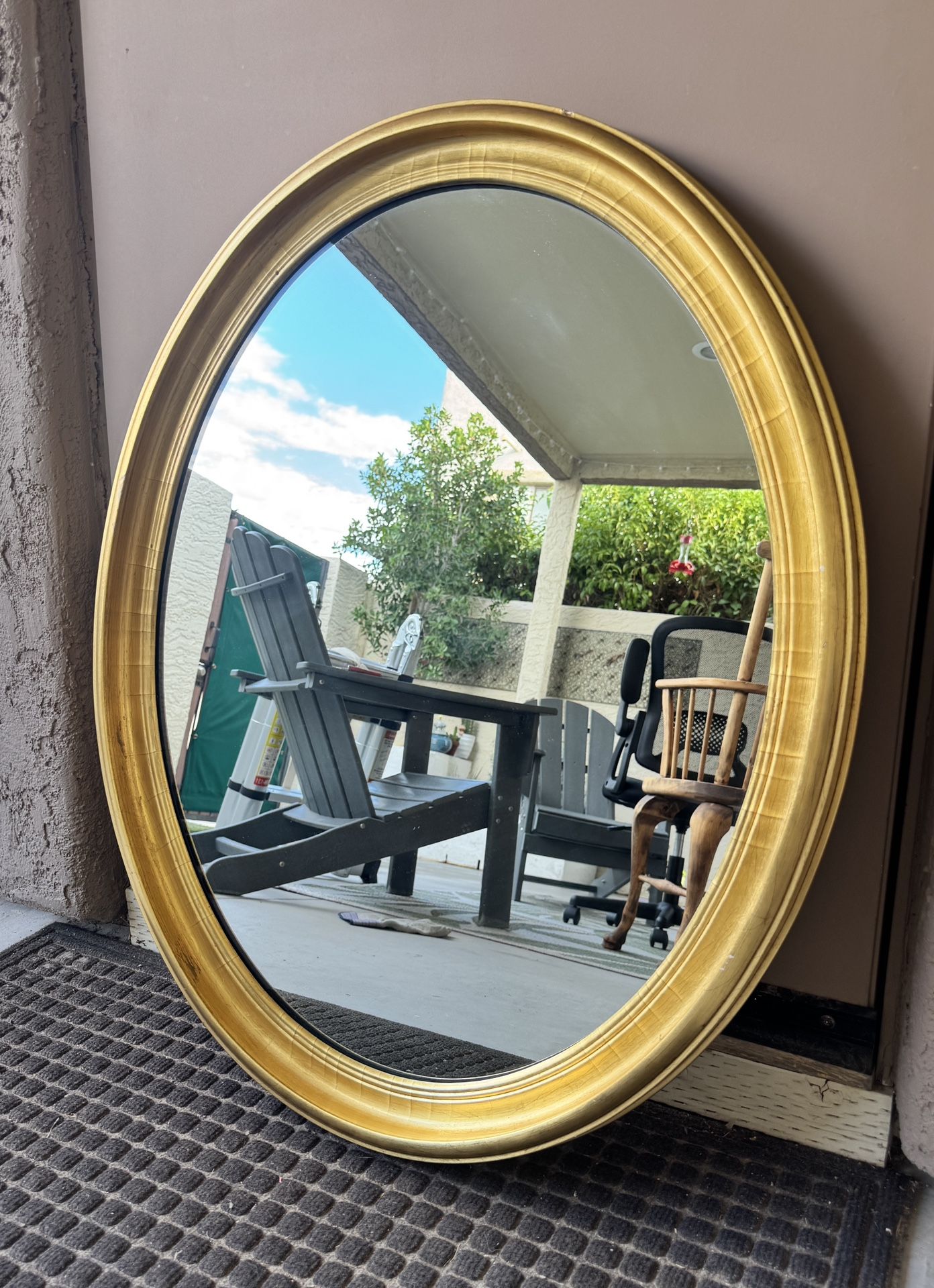 Vintage / Antique Gold Oval Mirror 