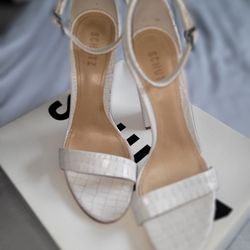 ✨ Schutz White Ankle-Strap Heels ✨