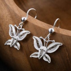 Sterling Silver Butterfly Earrings 2.50 Grams