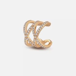 Gold Plated Ear Cuff C Shape Earrings With Cubic Zirconia Unisex Fashion Jewelry