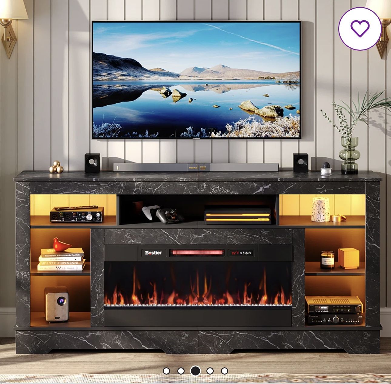BRAND NEW IN BOX!! Bestier 70"W Tall LED Fireplace TV Stand for TVs up to 80"