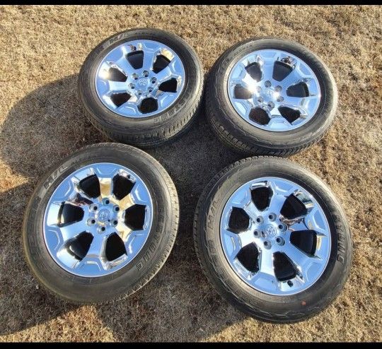 Ready to Bolt On! 20" Chrome Ram 1500 Wheels & Tires (Sensors/Lugs Incl.)