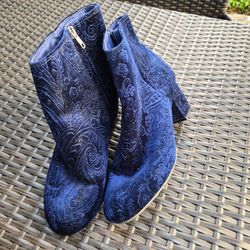 Royal Blue Velvet Ankle Boot