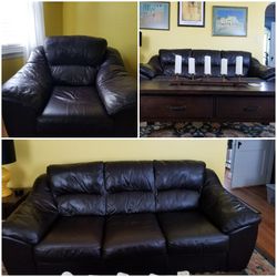 Genuine Leather Living Room Set Plus Coffee Table