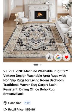 Washable Rug 5x7 Brand New
