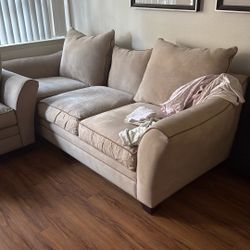 Clean Beige Couch & Chair     Must Be Picked Up !