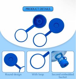 3 Blue Reusable Water Jug Cap with Loop