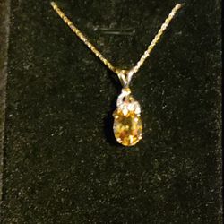 10k Yellow Gold Citrine With Diamond Accent 