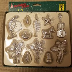 NIB Silver Colored Christmas Ornaments
