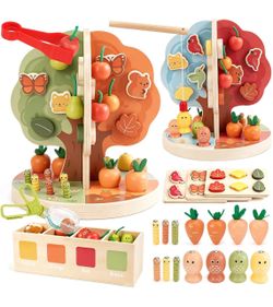 Montessori Toys for 3-5 Year Old - 9-in-1 Wooden Magnetic - Apple Tree Toys