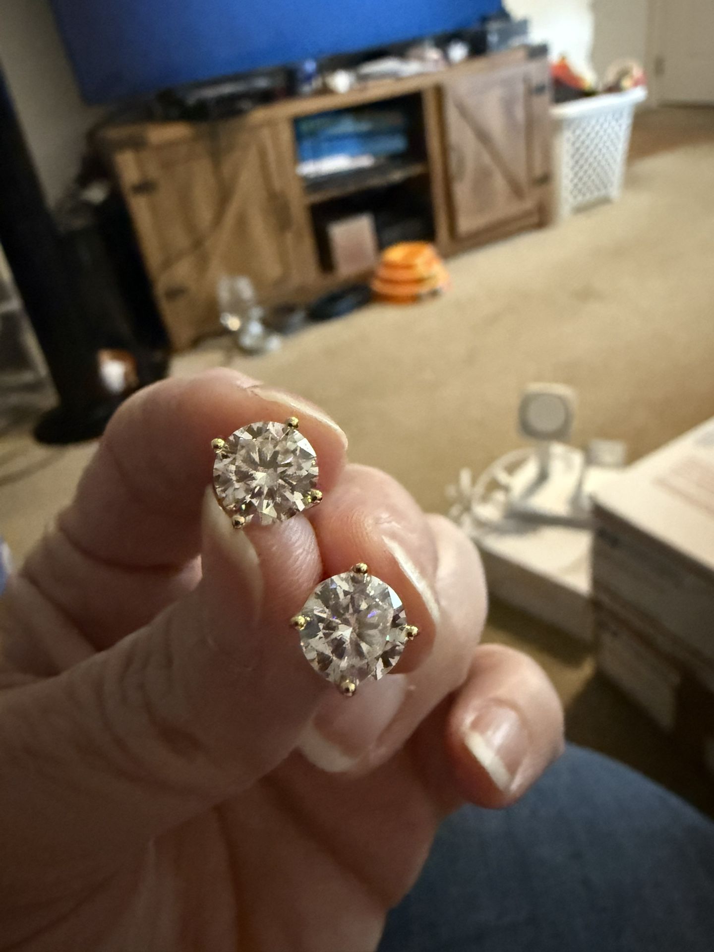 2 carat Moissanite gold over sterling silver earrings