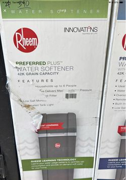 Rheem preferred plus water softener 42k grain capacity
