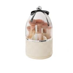 Makeup Brush Holder With Lid, 360° Rotating
