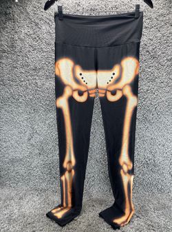 Goldsheep Skeleton Tights Bones Womens Panty Hose Halloween Costume Orange Blk