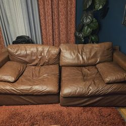 FREE!! Two piece leather couch easy to move