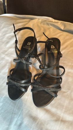 White Mountain Black Strappy Heeled Sandals
