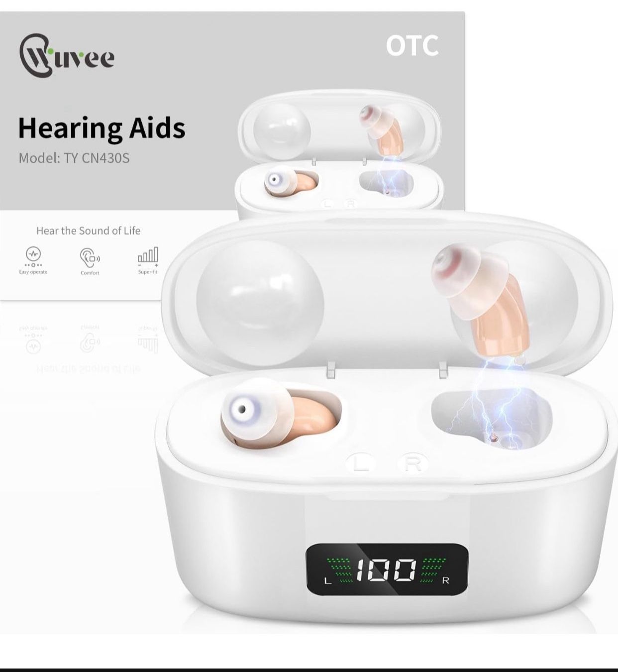 OTC Hearing Aids for Seniors, Hearing Aid Amplifiers Devices Rechargeable with Noise Cancelling, Superior Sound Quality for Adults Women Men Hearing L