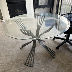 Glass Round Dining Table 