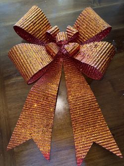 Sparkly Orange Door Bow Decoration – Festive Hanging Decor