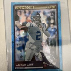 2025 Score Rookie Jaxson Dart #35 Color Match Blue Stars /499