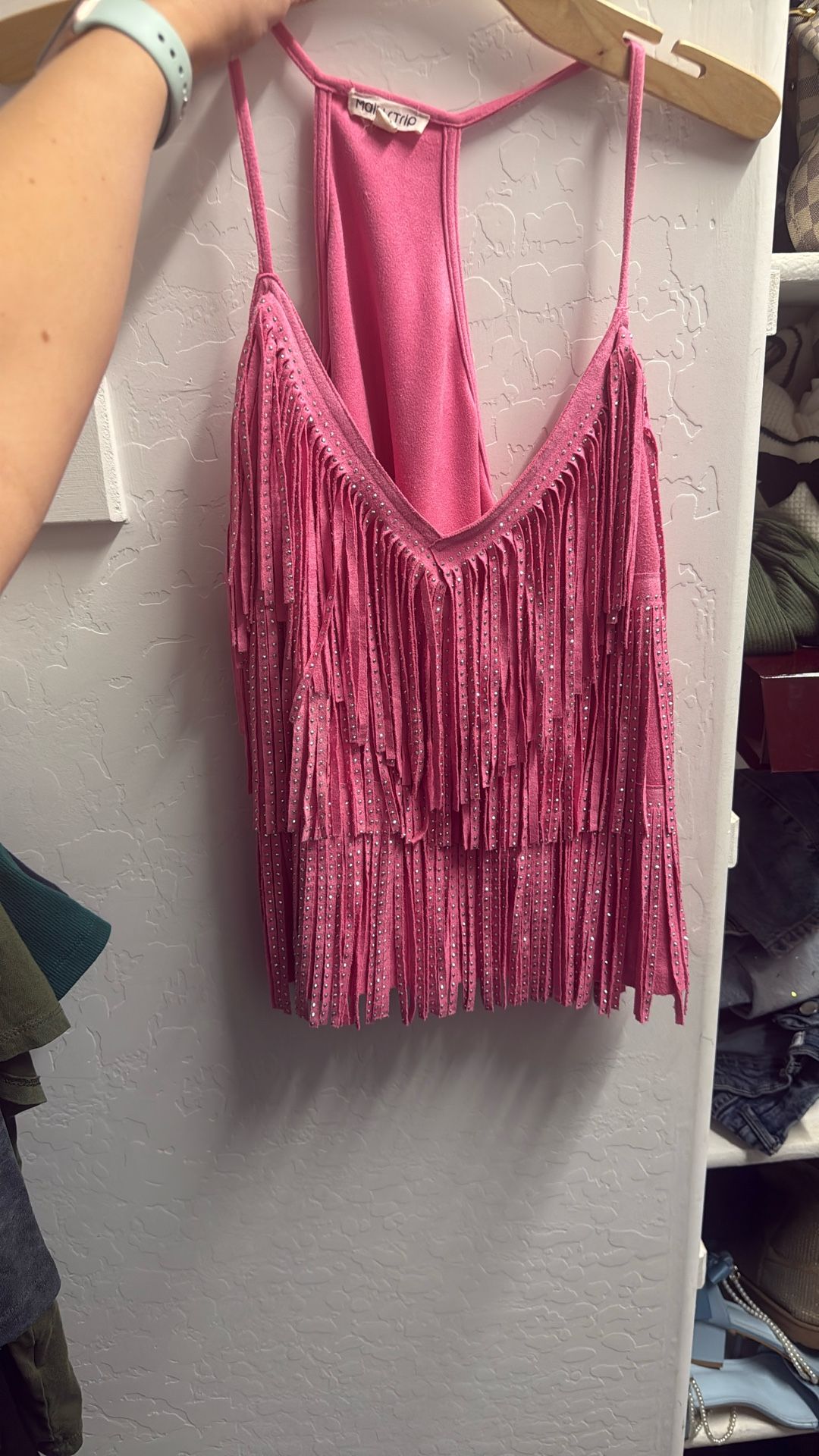 Women’s Medium Pink Fringe Top