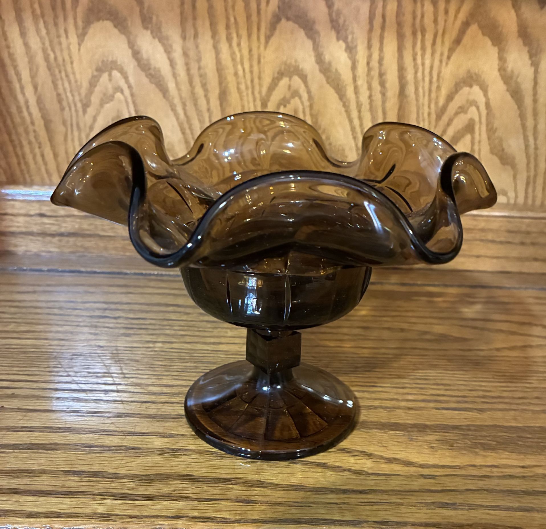 Vintage 1970’s Smoky Brown Pedestal Bowl