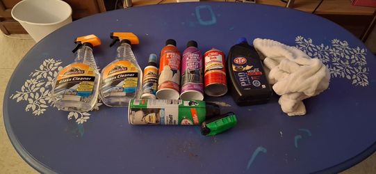 Car spray cleaning stuff and car oil brand new.