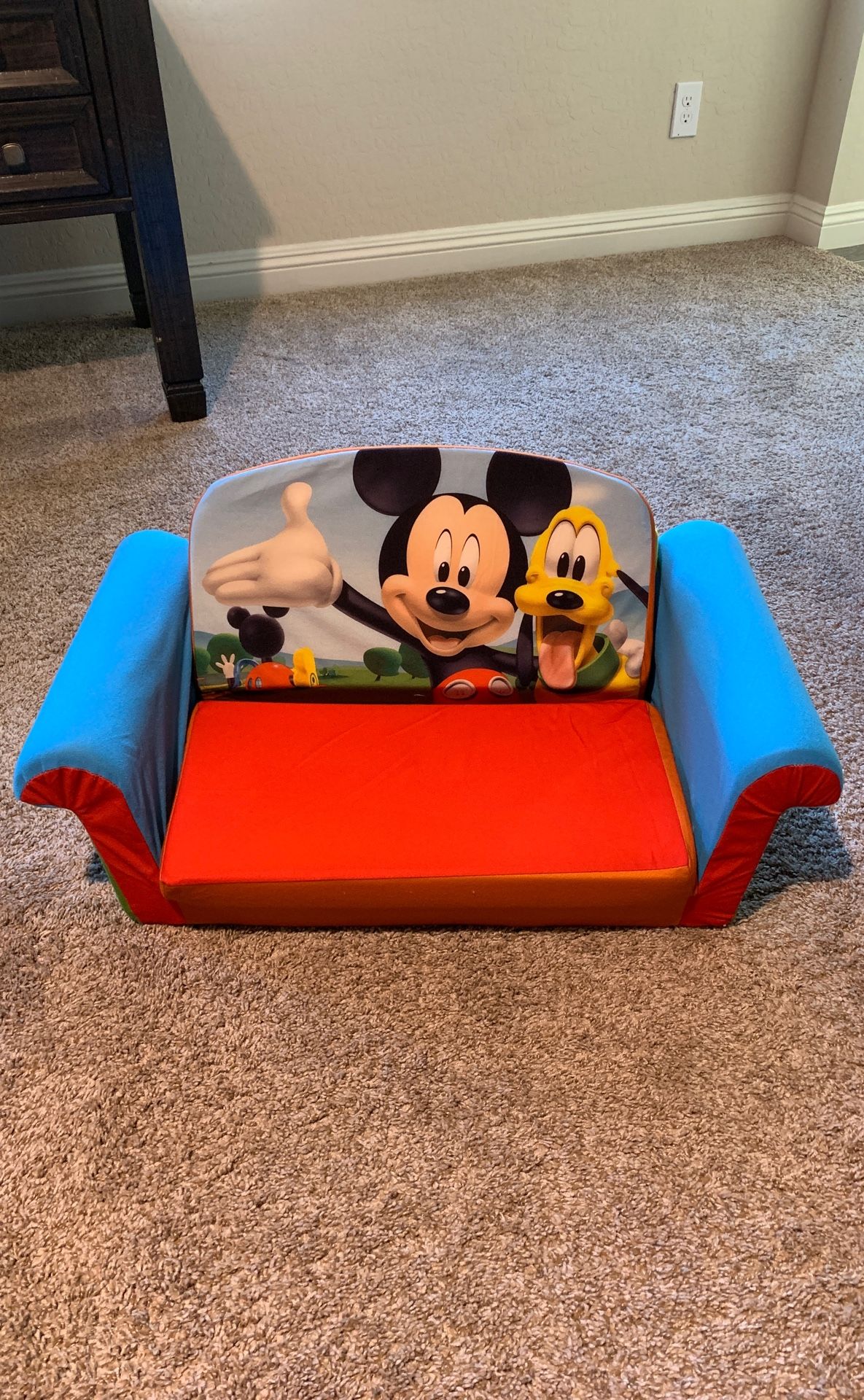 Marshmallow Furniture, Children's 2 in 1 Flip Open Foam Sofa, Disney Mickey Mouse Club House